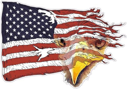 3 pcs American Bald Eagle Flag, 2 inches, Hard Hat Sticker Patriotic Worker Decal, Helmet Label, Laptop, Phone (4in) - size: 4in