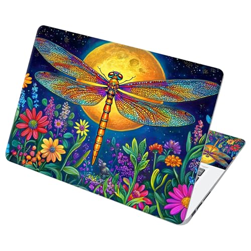 Universal Laptop Skin Sticker with 2 Wrist Pad Decals, 3-Piece Removable Vinyl Laptop Cover, Colored Dragonfly Waterproof Anti-Scratch, Easy-Trim Fit for 13.3" 14" 15.6" Laptops - color: Colored Dragonfly