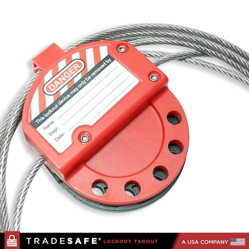 TRADESAFE Lockout Tagout Adjustable Cable Lock - 10 ft Steel Cable Lock | Uv-resistant Pvc-coated Steel Cable, Non-conductive Nylon Body, Secures With Up To 5 Loto Padlocks - style: 10 ft