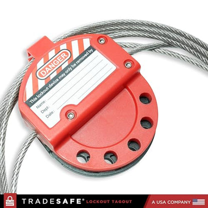 TRADESAFE Lockout Tagout Adjustable Cable Lock - 10 ft Steel Cable Lock | Uv-resistant Pvc-coated Steel Cable, Non-conductive Nylon Body, Secures With Up To 5 Loto Padlocks - style: 10 ft