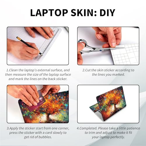 Universal Laptop Skin, DIY Cut-to-Fit Vinyl Cover Compatible with HP, Dell, Lenovo, Mac (13.3" to 15.6"), Anti-Scratch, No Residue & Bubble-Free Protective Decal Sticker, Colorful Autumn Tree - color: Colorful Autumn Tree