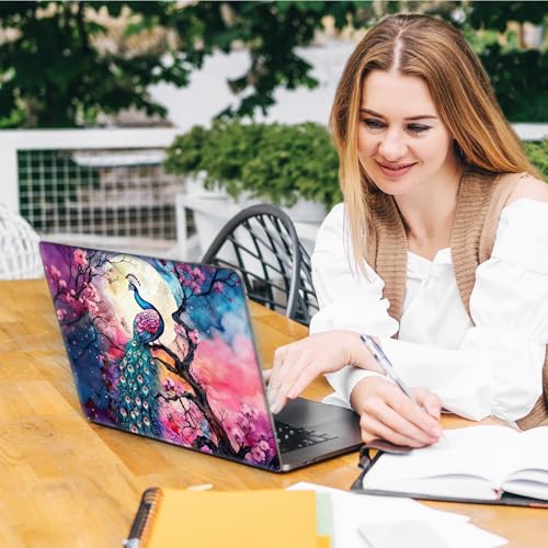 Laptop Skin Sticker Decal, Universal Reusable Vinyl Laptop Cover for 12" 13" 13.3" 14" 15" 15.4" 15.6" Notebook PC, Waterproof Scratch-Resistant with 2 Wrist Pads, Easy to Apply & Remove,Cute Peacock - color: Cute Peacock