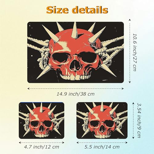 Universal Laptop Skin Sticker with 2 Wrist Pad Decals, 3-Piece Removable Vinyl Laptop Cover, Pierce The Skull Waterproof Anti-Scratch, Easy-Trim Fit for 13.3" 14" 15.6" Laptops - color: Pierce the Skull