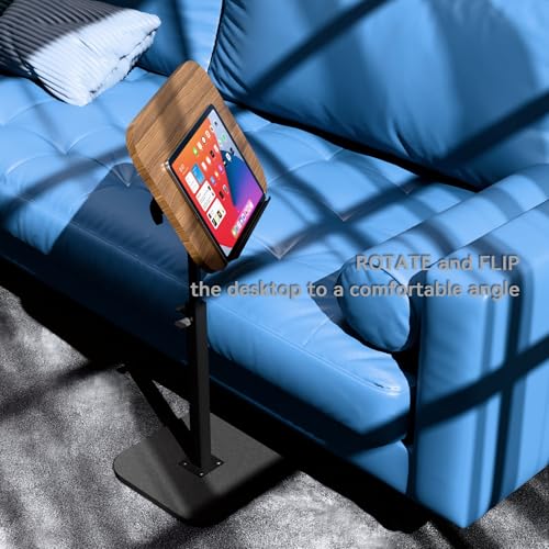 Foldable End Table,17"-31" Adjustable Height,Swivel and Turnable Desktop,TV Tray,Side Table for Small Spaces,Black Walnut (Black Walnut, 15.7" x 11.8") - color: Black Walnut, size: 15.7" x 11.8"