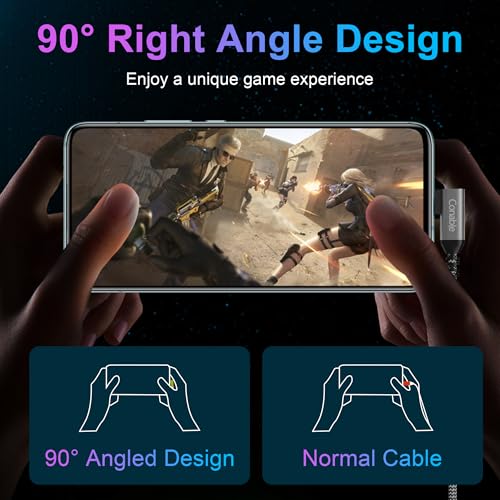 1FT USB C Cable 90 Degree, USB C 3.1 Gen 2 Cable, 4K Monitor Video Output, 10Gbps High Speed Data Transfer, 100W Fast Charging, Compatible with iPhone 17, MacBook, Dell XPS, CarPlay, Portable Monitor - size: 1FT