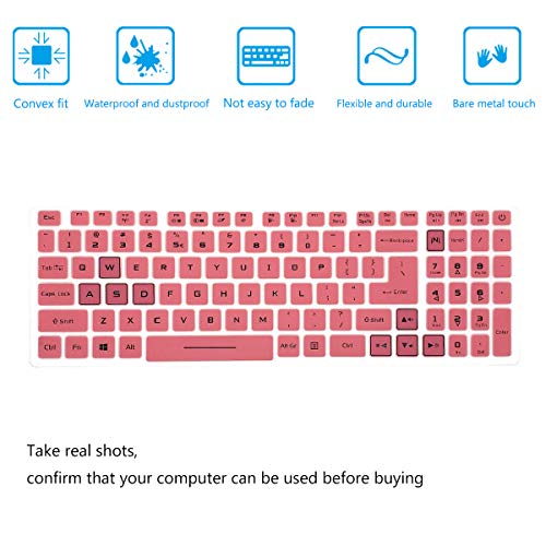 2Pack Keyboard Cover for Acer Nitro 5 AN515-43/44/45/54/55/56/57/58 AN517-51/52/53/54, Nitro 7 AN715-51/52 17.3", Acer Predator Helios 300 PH315-52/53/54/55 PH317-53/54 15.6" 17.3" US Laptop - color: Pink+Clear