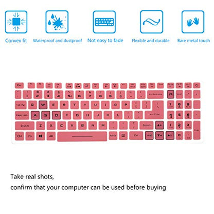 2Pack Keyboard Cover for Acer Nitro 5 AN515-43/44/45/54/55/56/57/58 AN517-51/52/53/54, Nitro 7 AN715-51/52 17.3", Acer Predator Helios 300 PH315-52/53/54/55 PH317-53/54 15.6" 17.3" US Laptop - color: Pink+Clear