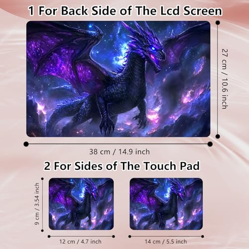Laptop Skin Sticker Decal 12" 13" 13.3" 14" 15" 15.6",Waterproof Scratch Resistant Vinyl,Reusable Easy to Apply,for MacBook HP Dell Notebooks Netbooks Laptop,2 Wrist Pads,Black Purple Dragon - color: Black Purple Dragon