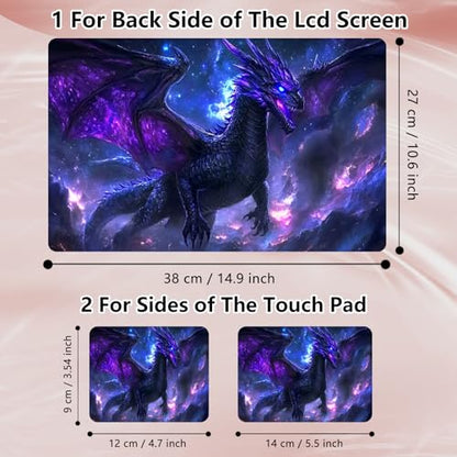 Laptop Skin Sticker Decal 12" 13" 13.3" 14" 15" 15.6",Waterproof Scratch Resistant Vinyl,Reusable Easy to Apply,for MacBook HP Dell Notebooks Netbooks Laptop,2 Wrist Pads,Black Purple Dragon - color: Black Purple Dragon