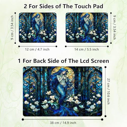 Laptop Skin Sticker Decal, Universal Reusable Vinyl Laptop Cover for 12" 13" 13.3" 14" 15" 15.4" 15.6" Notebook PC, Reusable Waterproof Scratch-Resistant with 2 Wrist Pads,Art Mermaid Girl - color: Art Mermaid Girl