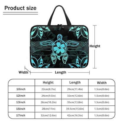 Hibiscus Flower Turtle Print Laptop Sleeve Case with Handle Computer Cover Compatible with 10-17 Inch Tablet for Women Men 360° Protective Carrying Bag Briefcase, 10inch - color: Hibiscus Flower Turtle, size: 10inch