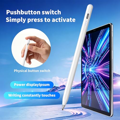 Galaxy Tab A11+ Stylus Pen for Samsung Table A11/A9+/A9 Drawing Stylus for Android Tablets, Precise Writing Pencil,Fast Charging,Auto Sleep,Button on/Off (White) - color: white