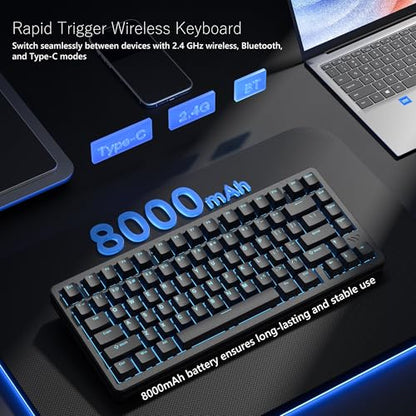 Womier SK75 TMR/HE Keyboard Gaming 75% Hall Effec, Mechanical Keyboard | Rapid Trigger Wireless Custom Magnetic Switch Keyboard with 8000 Hz Hot Swap, BT/2.4G/USB-C with Mac Windows Linux-Aluminum - color: Black