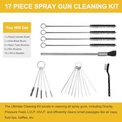Set of Paint Gun Cleaning Kit, Dirt Jet Remove Cleaner, Airbrush Cleaning Kit with Nylon Mini Brushes & Needles for Clean Paint Spray Gun Torch Tattoo Equipment