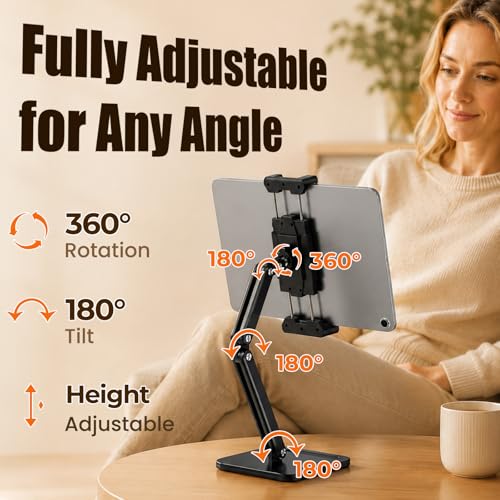 Urmust Portable Monitor Stand for 10-18.5 Inch Screens, Dual Adjustable Arm | Weighted metal base, foldable dual arm, adjustable viewing angle, stable laptop second screen for home office, travel - size: Dual-arm