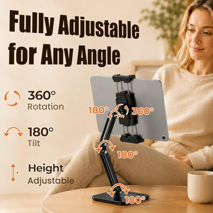Urmust Portable Monitor Stand for 10-18.5 Inch Screens, Dual Adjustable Arm | Weighted metal base, foldable dual arm, adjustable viewing angle, stable laptop second screen for home office, travel - size: Dual-arm