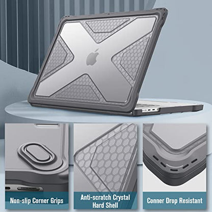 Fintie Case for MacBook Pro 16 Inch A3429 A3428 A3403 A3186 A2991 A2780 A2485 (2026-2021) - Heavy Duty Rugged Hard Shell Cover for MacBook Pro 16" M5/M4/M3/M2/M1 Chip, Gray - color: Gray