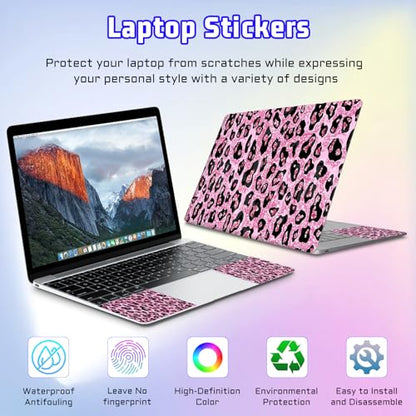 Universal Laptop Skin Sticker Decal, Compatible with MacBook HP Dell Lenovo 12"-15.6", Reusable Vinyl Notebook Cover 3PCS Set, High-Recognition Film-Pink Leopard Print - color: Pink Leopard print