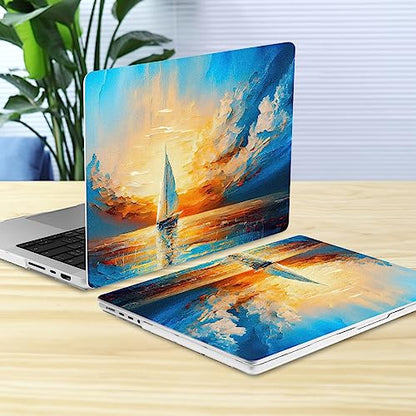 Batianda AstroGrid Case for MacBook Pro 14 Inch 2026-2021, Sunset Sail | Fits M5/M4/M3/M2/M1 Pro Max Model, with Sailboat Sunset Design, Slim Hard Shell For Artists, Beach Lovers and Travelers - color: Sail