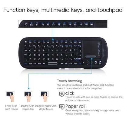 iPazzPort 2.4G Mini Wireless Keyboard with Touchpad Mouse Combo, Lightweight Portable Keyboard Controller, Compatible with Android TV Box/PC/Tablets/PS4/Raspberry Pi 3/HTPC KP-810-19S