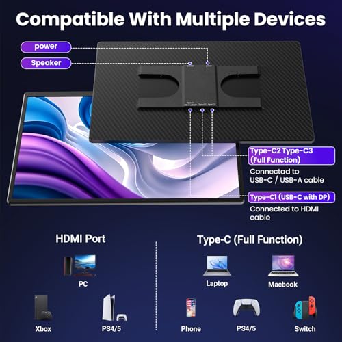 Cevaton 16" Laptop Screen Extender, 1200P Ultra-Thin Lightweight Portable Monitor for Laptop, Thin Bezels, 360° Rotating Detachable Stand, Plug and Play Travel Monitor for PC, Mac, Windows, Switch - size: 16-inch Screen
