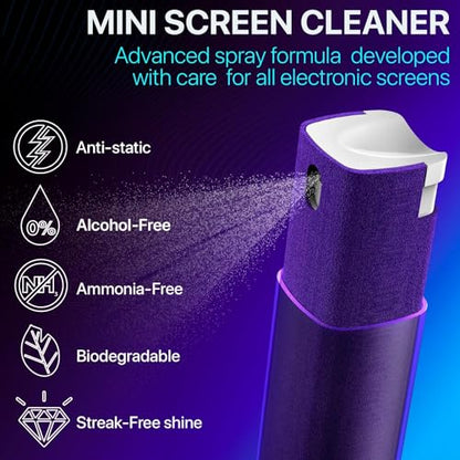 IO CLEAN Mini Screen Cleaner Spray – Finger Proof Screen Cleaner for Smartphones, iPads, MacBooks, Laptops, Car Screens, Touchscreens – 3in1 Mist Cleaner, Microfiber Cloth and Protective Cover (Green) - color: Green