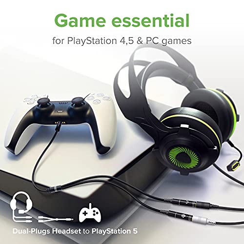ChargeWorx 3.5mm Headphone and Mic Splitter Adapter, Gaming Headset Y Splitter Cable with Gold Plated Connectors, Audio and Microphone Jack Converter for PC, Laptop, Console and Smartphone