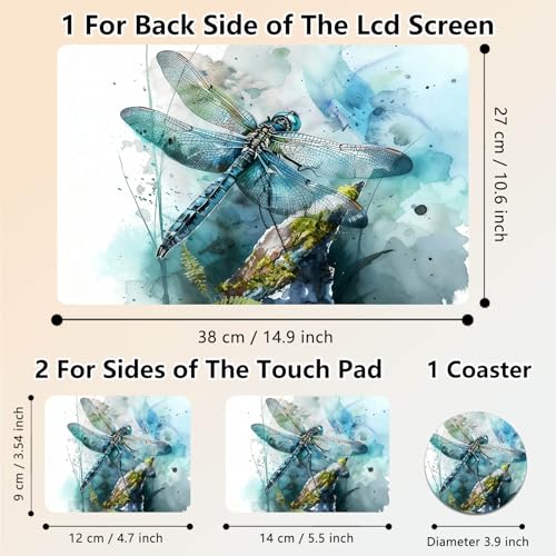 Laptop Skin Sticker Decal 15.6 Inch,12 13 13.3 14 15 15.6 in Laptop Netbook Skins for Notebook,Art Decal Removable Waterproof Scratch Resistant,Universal Vinyl Cover,Dragonfly Watercolor - color: Dragonfly Watercolor