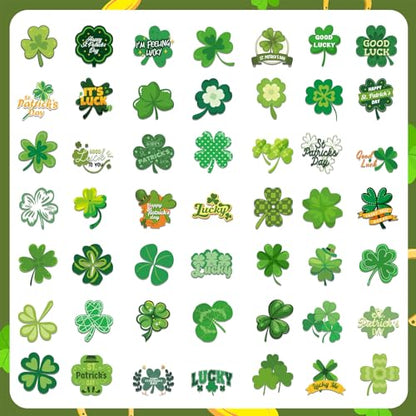 Xzentira 100 PCS St Patricks Day Stickers Vinyl Waterproof Shamrock Stickers Irish Sticker for St Patricks Decorations Party Supplies Water Bottle Laptop Crafts Windows - style: Shamrock