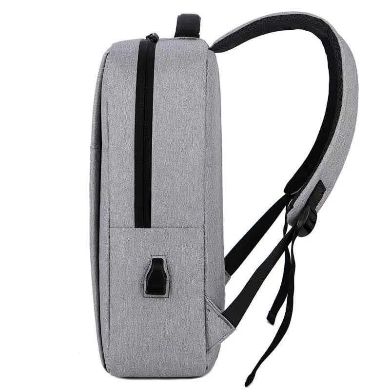 15.6 Inch Minimalist Laptop Backpack for Men Women Water Resistant Business Work Backpack with External USB Charging Port Lightweight Multi Compartment Travel Daypack Grey