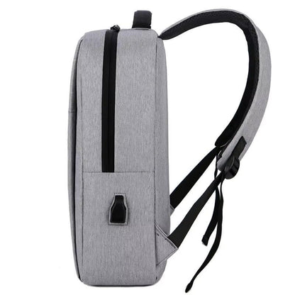 15.6 Inch Minimalist Laptop Backpack for Men Women Water Resistant Business Work Backpack with External USB Charging Port Lightweight Multi Compartment Travel Daypack Grey