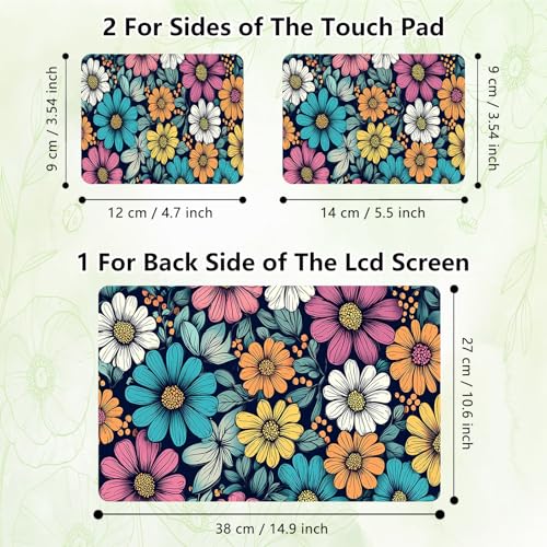 Laptop Skin Sticker Decal, Universal Reusable Vinyl Laptop Cover for 12" 13" 13.3" 14" 15" 15.4" 15.6" Notebook PC, Reusable Waterproof Scratch-Resistant with 2 Wrist Pads,Art Cute Flowers - color: Art Cute Flowers