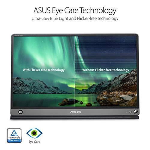 ASUS ZenScreen Touch Screen 15.6” 1080P Portable USB (MB16AMT) - Full HD (1920 x 1080), IPS, Anti-Glare, Built-in Battery, Speakers, Eye Care, USB Type-C, Micro HDMI, Smart Case, 3-Year Warranty - style: 16" IPS USB-C Battery Touch Screen Speakers
