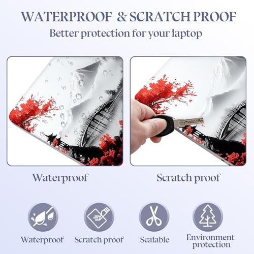 Universal Laptop Skin Sticker Decal,15.6 Inch Laptop Vinyl Cover for 13" 14" 15.6" Laptop,Scratch-Resistant Waterproof Protector Wrap,Reusable with Wrist Pads,Red Tree Landscape - color: Red Tree Landscape