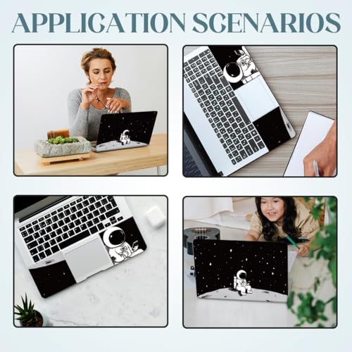 SUPERDANT Laptop Skin Sticker Lunar Astronaut Laptop Decals Personalized Universal Notebook Computer Wrap Vinyl Skin Stickers Cover Art Decal Removable 12-15.6 Inch Waterproof Gifts Black White