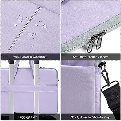 14-15 Inch Laptop Sleeve Shoulder Bag Ladies Women Briefcase for Macbook Pro 14" M5/M4/M3/M2/M1, Macbook Air 15 M5/M4, HP Pavilion x360 14, Dell Inspiron 13, Lenovo Acer ASUS Chromebook 14 Case,Purple - color: Purple, size: 13.5-15 Inch