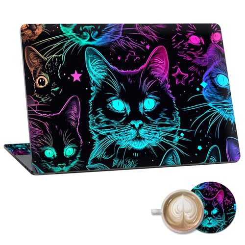Laptop Skin Sticker Decal 15.6 Inch,12 13 13.3 14 15 15.6 in Laptop Netbook Skins for Notebook,Art Decal Removable Waterproof Scratch Resistant,Universal Vinyl Cover,Colorful Glitter Cat - color: Colorful Glitter Cat