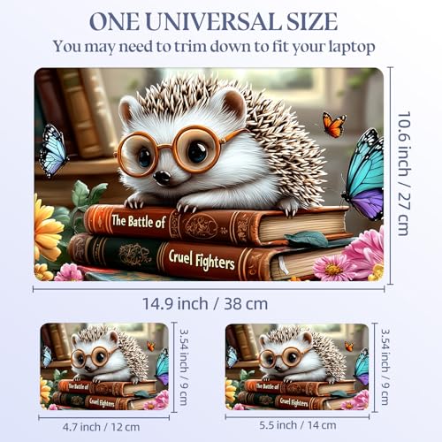 Universal Laptop Skin Sticker Decal,15.6 Inch Laptop Vinyl Cover for 13" 14" 15.6" Laptop,Scratch-Resistant Waterproof Protector Wrap,Reusable with Wrist Pads,Glasses Hedgehog Book - color: Glasses Hedgehog Book