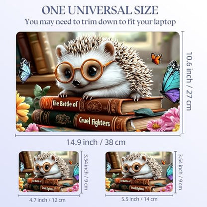 Universal Laptop Skin Sticker Decal,15.6 Inch Laptop Vinyl Cover for 13" 14" 15.6" Laptop,Scratch-Resistant Waterproof Protector Wrap,Reusable with Wrist Pads,Glasses Hedgehog Book - color: Glasses Hedgehog Book