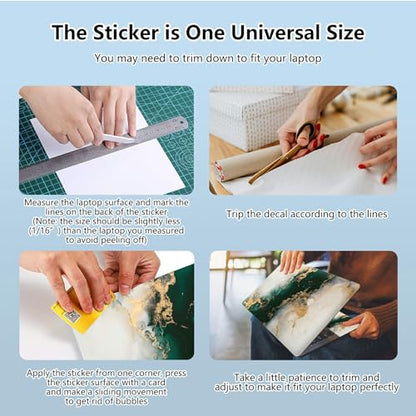 Universal Laptop Skin Sticker with 2 Wrist Pad Skins, Waterproof Scratch Resistant Vinyl Laptop Cover Decal, Cut to Fit for 11–15.6 Inch MacBook HP Dell Lenovo, Green Marble - color: Green Marble