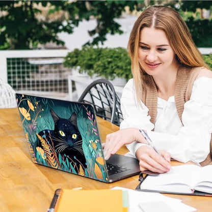 Laptop Skin Sticker Decal, Universal Reusable Vinyl Laptop Cover for 12" 13" 13.3" 14" 15" 15.4" 15.6" Notebook PC, Waterproof Scratch-Resistant with 2 Wrist Pads, Easy to Apply & Remove,Black Cat Art - color: Black Cat Art