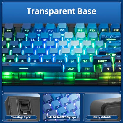 ZORNHER ZH980 Mechanical Keyboard,95% Blue Creamy Keyboard with Number Pad,Hot-Swappable Custom Gaming Keyboard,Shine Through Dye Sublimation PBT Keycaps,Creamy Sounding Linear Switches - color: Sea Moonlight, size: Creamy Switch