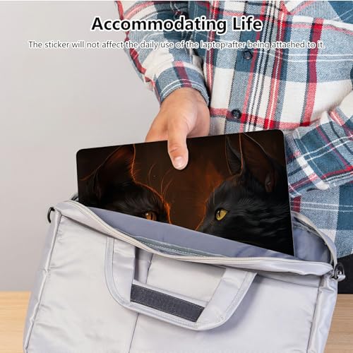 Universal Laptop Skin Sticker with 2 Wrist Pad Skins, Waterproof Scratch Resistant Vinyl Laptop Cover Decal, Cut to Fit for 11–15.6 Inch MacBook HP Dell Lenovo, Cat Black - color: Cat Black