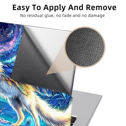 Aesthetic Laptop Skin Cover,12-15.6 Inch Universal Vinyl Sticker Decal,Waterproof Scratch-Resistant Notebook Wrap,Removable Residue-Free Protector,Fantasy Wolf Wings - color: Fantasy Wolf Wings