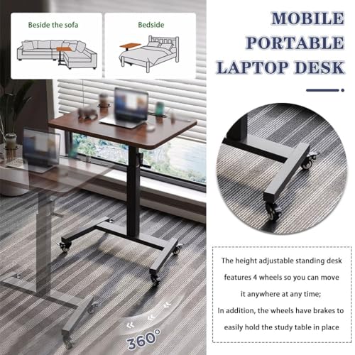 Height Adjustable Standing Desk, Laptop Table with Wheels Rocker, Portable Mobile Study Desk, Steel Frame Stable Side Table,Easy to Install(A) - color: A