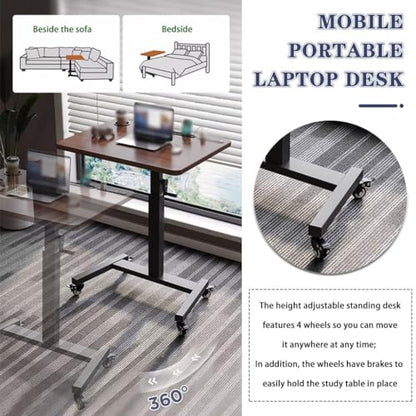 Height Adjustable Standing Desk, Laptop Table with Wheels Rocker, Portable Mobile Study Desk, Steel Frame Stable Side Table,Easy to Install(A) - color: A