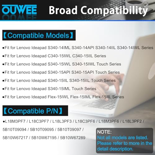 L18M3PF7 Laptop Battery Compatible with Lenovo ideapad S340-14IML/14API/14IIL/14IWL C340-15IWL/15IIL S340-15IWL/15API/15IIL Flex15IWL Series L18C3PF7 L18L3PF3 L18M3PF6 L18C3PF6 L18L3PF2 52.5Wh