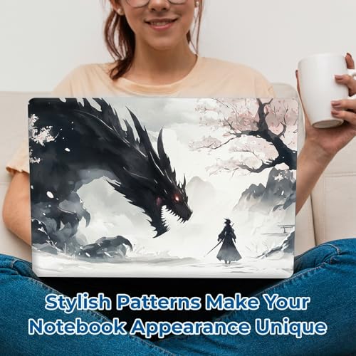 Reusable Universal Laptop Skin Sticker, Cut to Fit for 11.6–15.6 Inch Laptops, Waterproof Protective Film, No-Residue - Black Dragon Duel - color: Black Dragon Duel