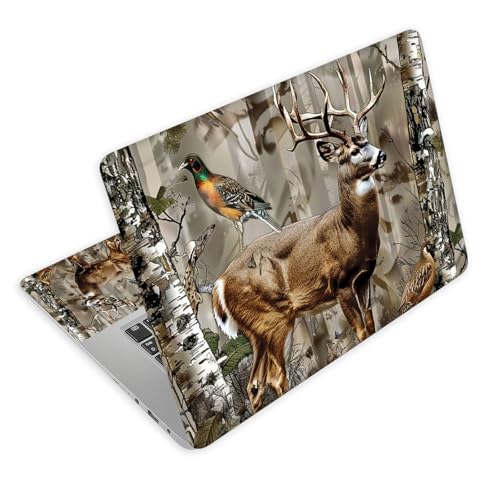 Universal Laptop Skin Decal, 3-Piece Vinyl Protector for 12 13 14 15.6" Notebook, Waterproof Anti-Scratch, Easy Trim & Bubble-Free Finish, Realistic Deer in the Woods - color: Realistic Deer in the Woods