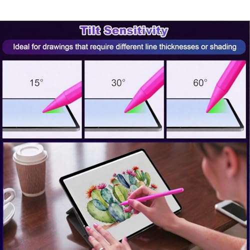 Stylus Pen for iPad A16 11th/10th Palm Rejection & Fast Charging Pen 2025-2018 Stylus Pencil for iPad 11th/A16/10/9/8/7/6th,Pro 12.9/11/13 inch M4,Air M2/M3/5/4/3,Mini A17/5th/6th - color: Rose Red